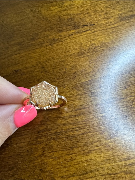 Kendra Scott Jewelry - Kendra Scott Rose Gold Hexagonal Druzy Ring with Champagne Sparkle